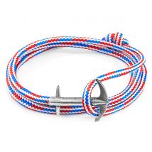 Project-RWB Red White and Blue Admiral Anchor Silver and Rope Bracelet