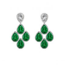 Emerald Diamond Earrings White Gold