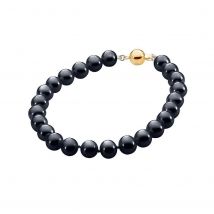 Black Pearl Necklace With Yellow Gold Clasp
