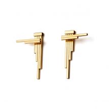Gold Plated Silver Double Sided Concord Geometric Earrings