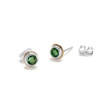 Sterling Silver & Emerald Stud Earrings