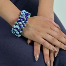 Turquoise Royal Blue Crystal Bracelet - Extra Large