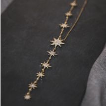 18kt Gold Plated Juliet Star Burst Y Drop Necklace
