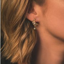 18kt Gold Plated Fleur Moon Earrings