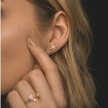 14kt Gold Plated Serin Star Opal Stud Earrings