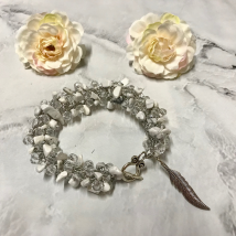 Gemstone and Crystal Feather Bracelet - Extra Large