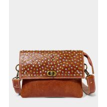 Women's San Marco Washed Leather Studded Bag - Tan - by Joe Browns