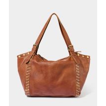 Women's Soho Washed Leather Studded Bag - Tan - by Joe Browns