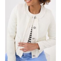 Women's Matilda Collarless Tweed Jacket - Size 14 - Cream - by Joe Browns