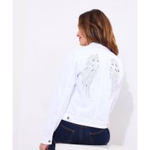 Women's Wonders Embellished Wings Stretch Canvas Jacket - Size 12 - White - by Joe Browns