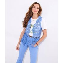 Women's Summer Blues Crochet Waistcoat - Size Large - by Joe Browns
