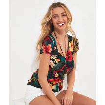 Joe Browns Totally Tropical Tie Neck Top , Size 10