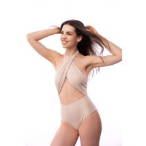 Tan One-Piece -Eco Friendly Swimsuit With Wraparound Arms