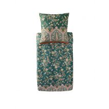 BASSETTI Satin Bettwäsche 70x90cm / 140x200cm INDIAN ROSES Gruen dunkelgrün