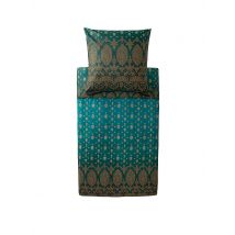 BASSETTI Satin Bettwäsche 70x90cm / 140x220cm GOLD DECOR Smaragdgruen petrol