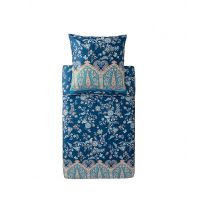 BASSETTI Satin Bettwäsche 70x90cm / 140x220cm  INDIAN ROSES Blau dunkelblau