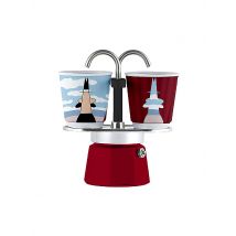 BIALETTI Espressokocher Mini Express 2 Tassen Rot Dekor rot
