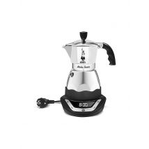BIALETTI Espressokocher elektrisch EASY TIMER 6 Tassen Alu / Schwarz silber