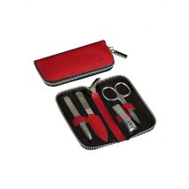 CANAL Reißverschluss-Etui aus Spaltleder 4-teilig (Rot) 5381