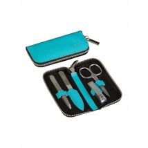 CANAL Reißverschluss-Etui aus Spaltleder 4-teilig (Türkis) 5381
