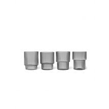 FERM LIVING Glas 4er Set RIPPLE Smoked Grey grau