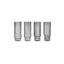 FERM LIVING Longdrink Glas 4-er Set RIPPLE Smoked Grey