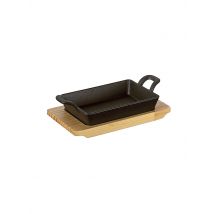 KÜCHENPROFI Servierpfanne eckig mit Holzbrett 21,5x12,5cm schwarz