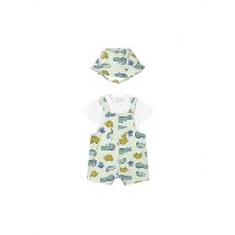 MAYORAL Baby Set 3-teilig T-Shirt, Latzhose und Haube hellgrün | 74