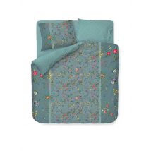 PIP STUDIO Perkal Bettwäsche Petites Fleurs 2x 70x90cm / 200x200cm Blau petrol