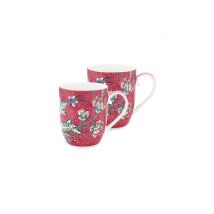 PIP STUDIO Henkelbecher 2er Set Small 145ml  Flower Festival Dark Pink beere