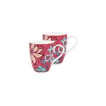 PIP STUDIO Henkelbecher2er Set Large 350ml Flower Festival Dark Pink beere