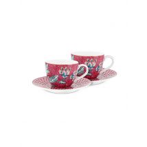 PIP STUDIO Espressotassen Set mit Untertasse 2er 120ml Flower Festival Dark Pink beere