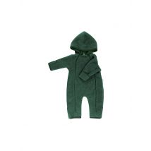 POPOLINI Baby Wollfleece Overall dunkelgrün | 50-56