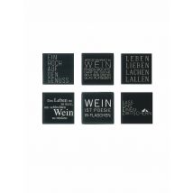 RAEDER Untersetzer 6er Set WEIN TEXT 10x10cm Schwarz schwarz
