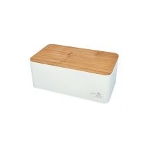 RBV BIRKMANN Brotkasten mit Deckel 33x18cm Metall/Bambus weiss