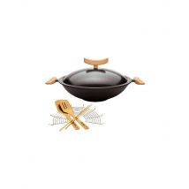SPRING Guss-Wok Set mit Rost 35cm  schwarz