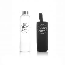 BEM Water Bottle - Trinkflasche mit Edelstahldeckel und schwarzer Hülle - 500 ml