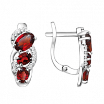 Schöne Ohrringe aus 925er Silber mit 6 Granaten und 22 Zirkonia, Höhe ca. 17 mm