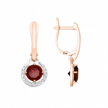 Faszinierende Ohrhänger, Rotgold 585, mit Granat und Zirkonia, Höhe ca. 20 mm