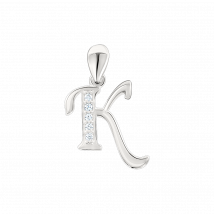 Buchstabenanhänger "K" aus 925er Silber mit 5 Zirkonia, Höhe ca. 22 mm