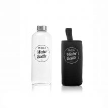 BEM Water Bottle - Trinkflasche mit Edelstahldeckel und schwarzer Hülle - 1000 ml