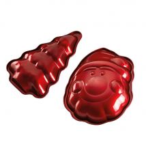 Berlinger Haus Metallic Line Edition 2-teiliges Weihnachtsbackformen-Set Burgunderrot