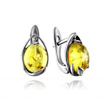 Ohrringe aus 925 Sterlingsilber mit Bernsteinen lemon