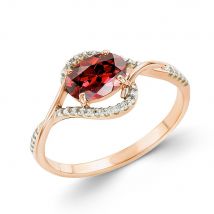 Sokolov Damenring aus 585 Rotgold mit einem Granat und Zirkonia