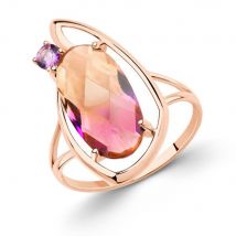 Sokolov Damenring aus 585 Rotgold mit einem Amethyst und Sitall 18 mm (57)