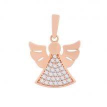 Engel-Anhänger aus 585 Rotgold mit Zirkonia