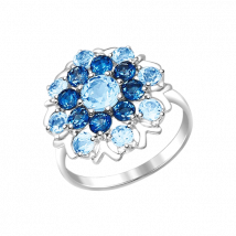 Sokolov Damenring aus Silber 925 mit London Blue Topas