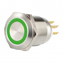 Bouton Poussoir Acier Inox D. 19 Mm Halo Vert 12v Ac/dc Contact No+nc