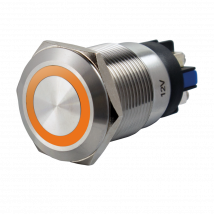Bouton Poussoir Acier Inox D 19 Mm Halo Orange 12v Ac/dc Contact No+nc (v)
