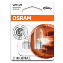 Osram 12v W5W T10 Automotive Lamp Glass Wedge W2.1x9.5D 2 Pack - 2825-02B